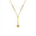 Shangjie OEM pulseras kalung Women Fashion Gold Plated Titanium Necklace Jewelry Zircon Hexagram Pendant Necklace